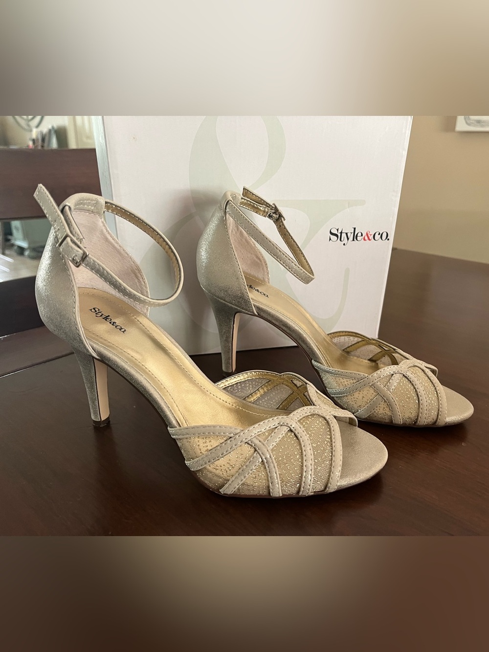 Style & Co Caliope Platinum heels